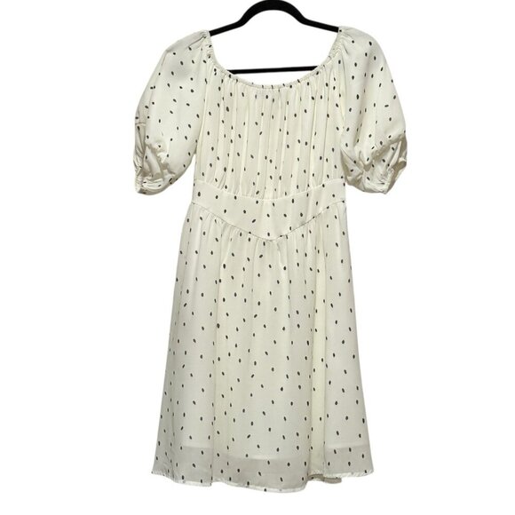 Anthropologie OPT Milkmaid Cream Black Polka Dot Dress Womens Small - Picture 2 of 13